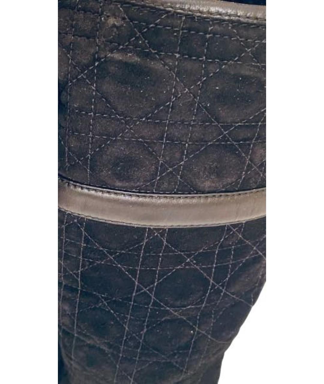 CHRISTIAN DIOR Черные замшевые сапоги, фото 6