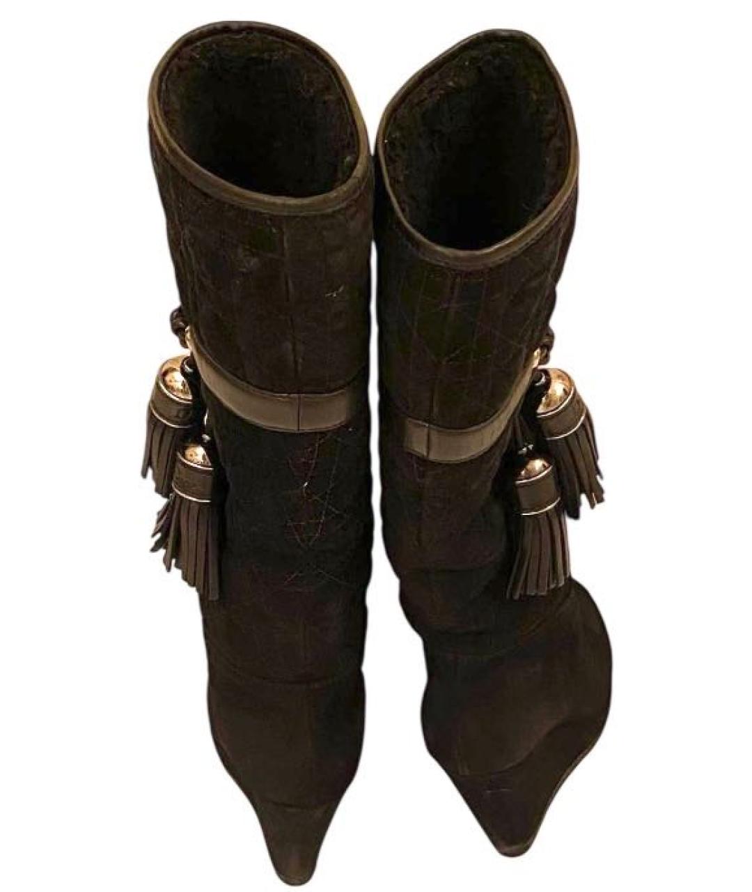 CHRISTIAN DIOR Черные замшевые сапоги, фото 4