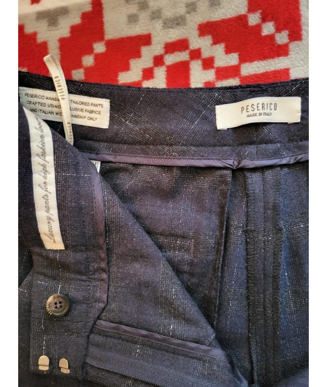 PESERICO Темно-синие шерстяные брюки узкие, фото 3