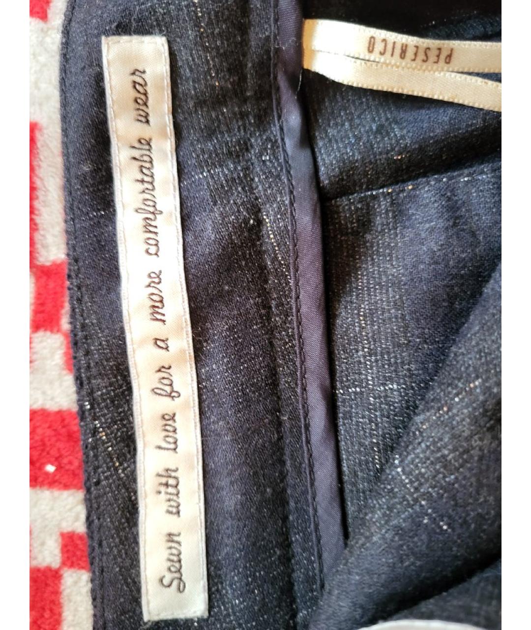 PESERICO Темно-синие шерстяные брюки узкие, фото 8