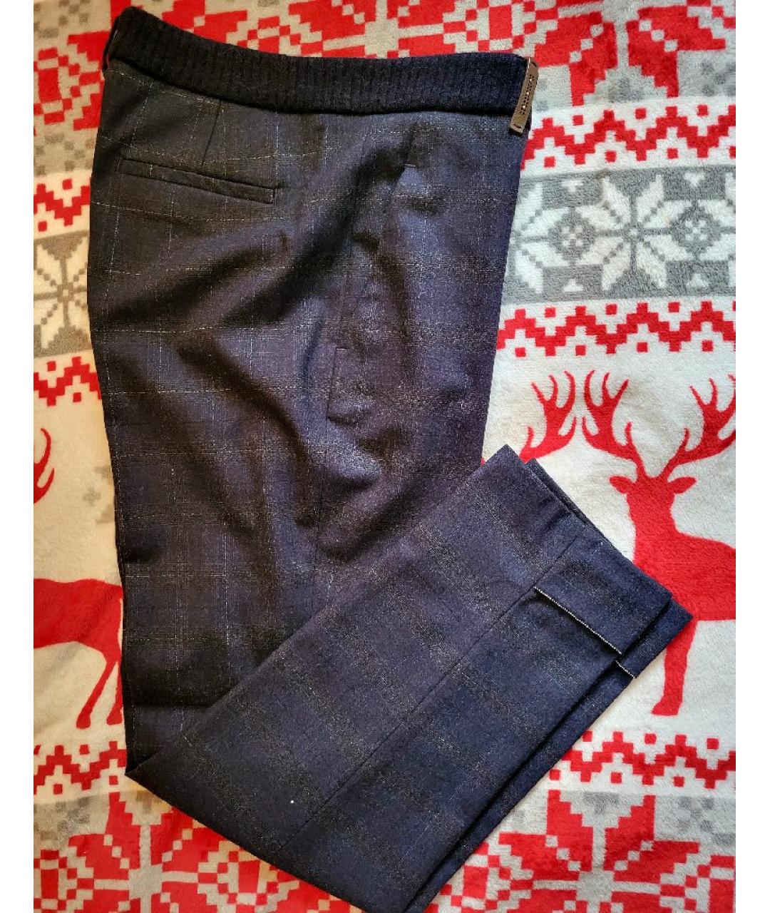 PESERICO Темно-синие шерстяные брюки узкие, фото 5