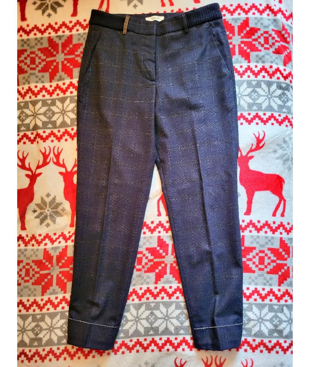 PESERICO Темно-синие шерстяные брюки узкие, фото 9