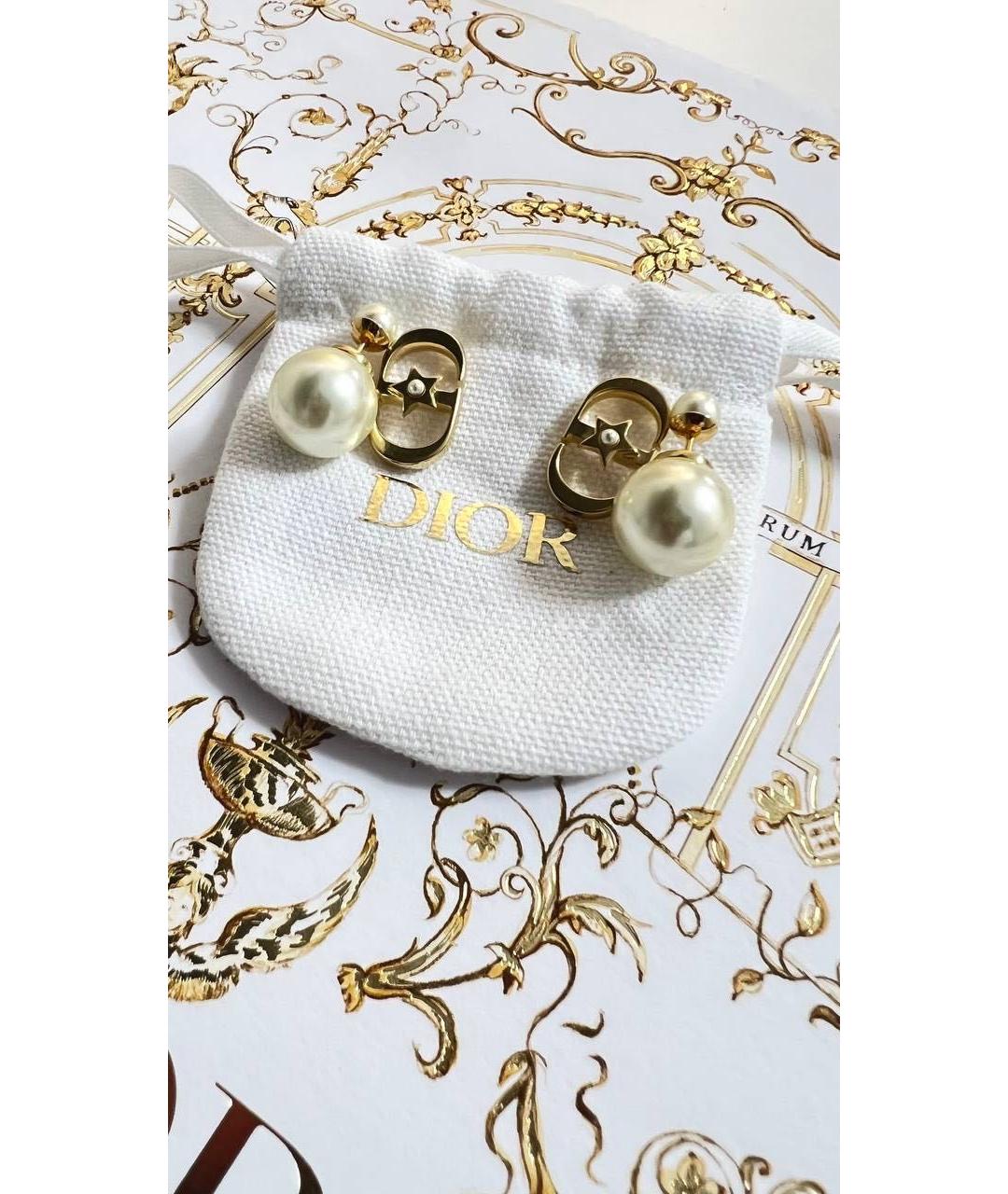 CHRISTIAN DIOR Золотые металлические серьги, фото 3