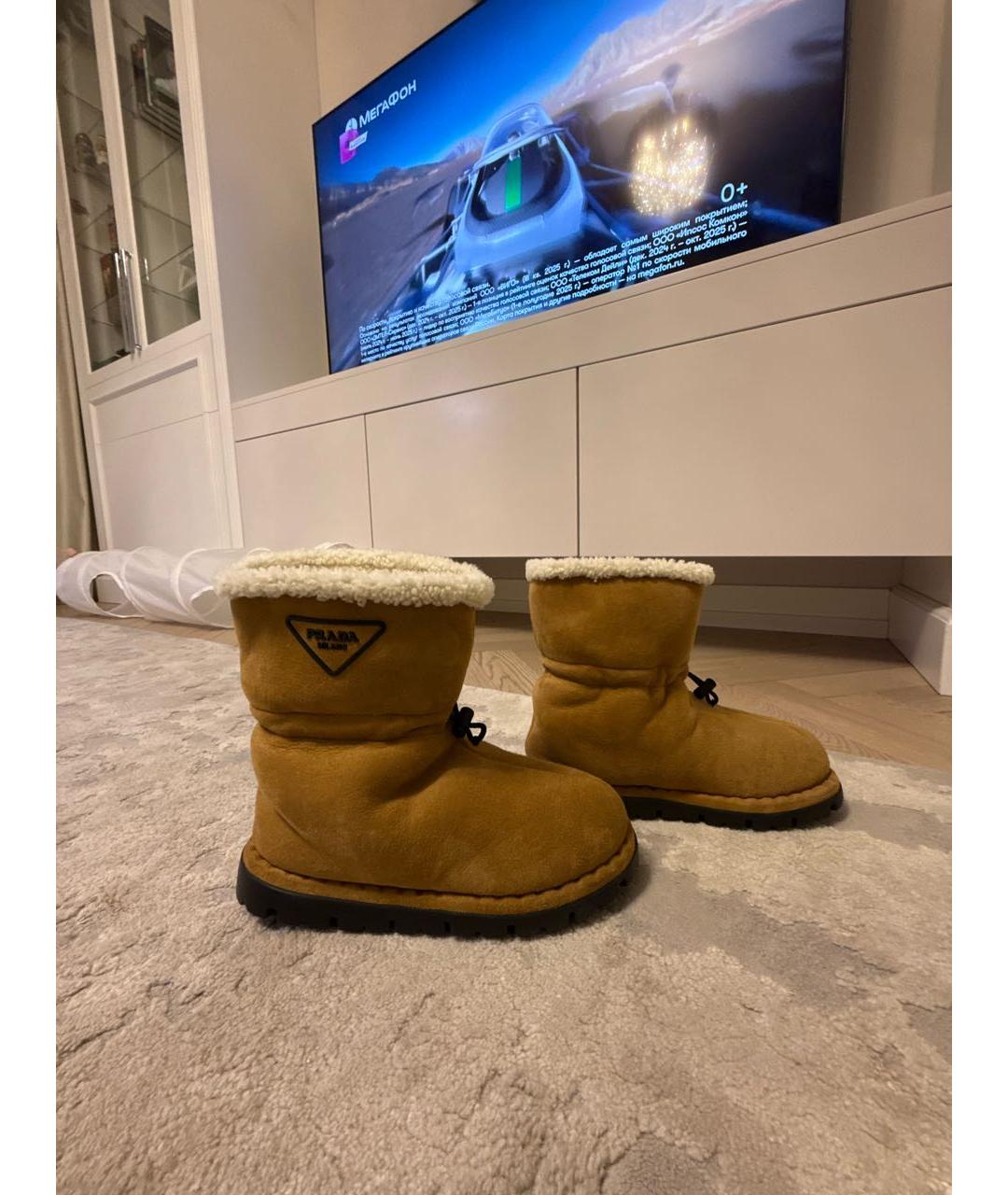 PRADA Бежевые замшевые полусапоги, фото 8