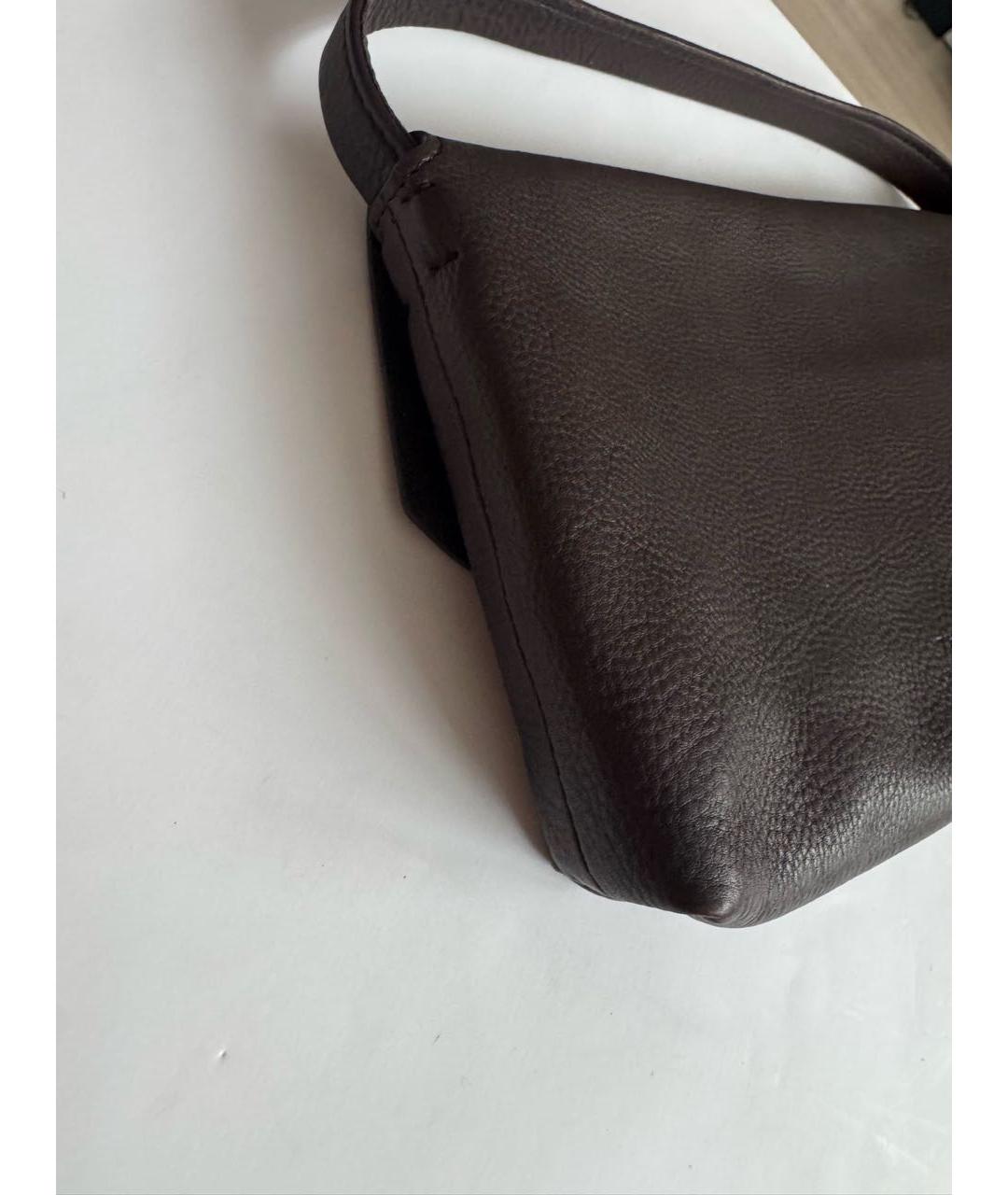 THE ROW Коричневая кожаная сумка с короткими ручками, фото 4
