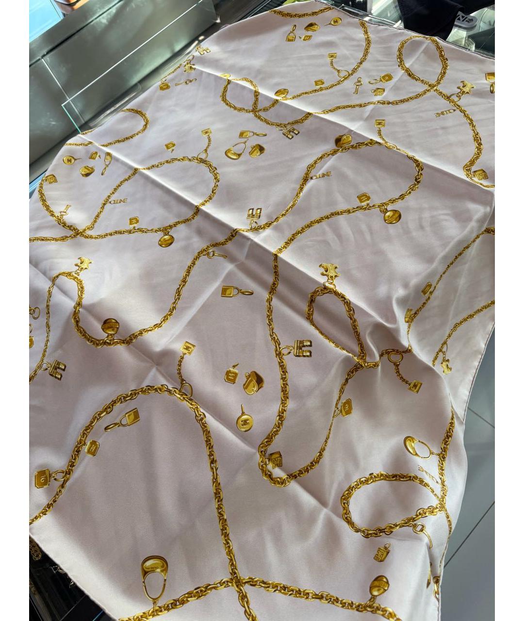 CELINE Розовый шелковый платок, фото 4