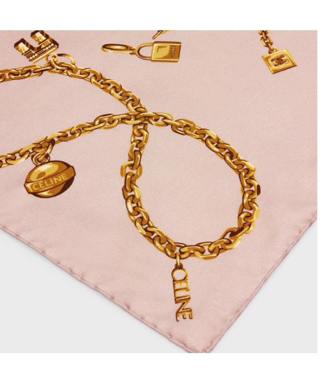 CELINE Розовый шелковый платок, фото 2