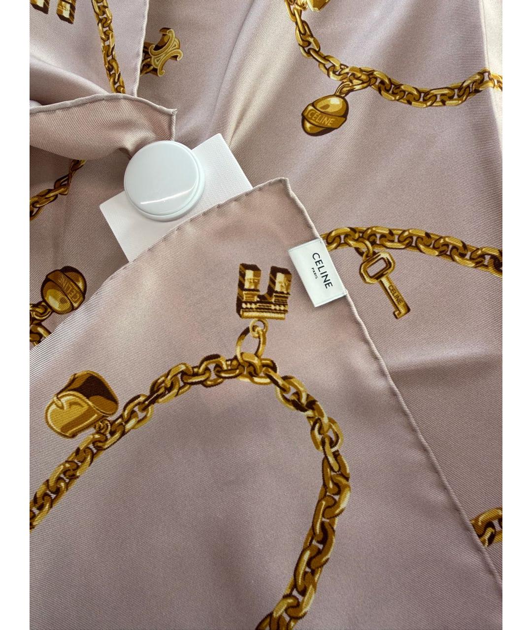 CELINE Розовый шелковый платок, фото 3