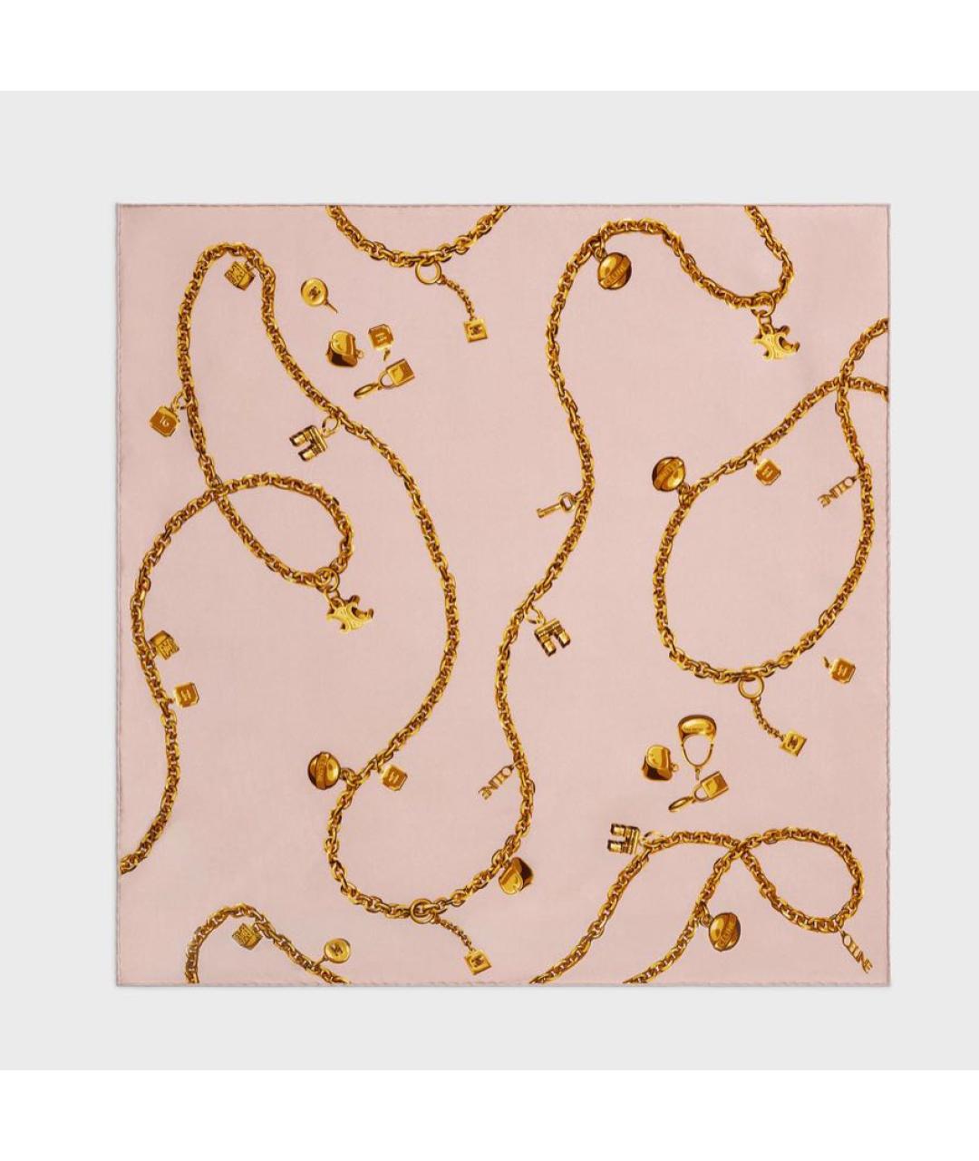 CELINE Розовый шелковый платок, фото 9