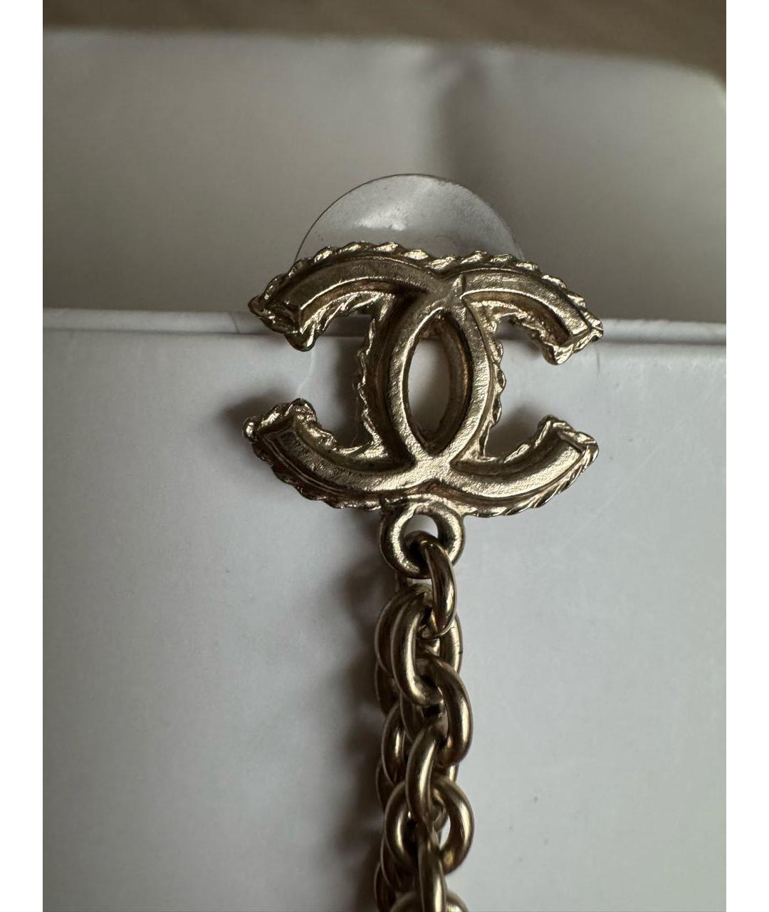 CHANEL Золотые металлические серьги, фото 4