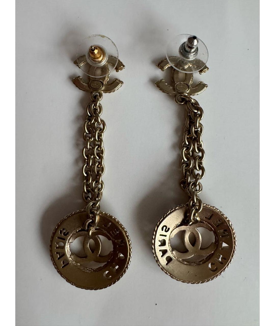 CHANEL Золотые металлические серьги, фото 2