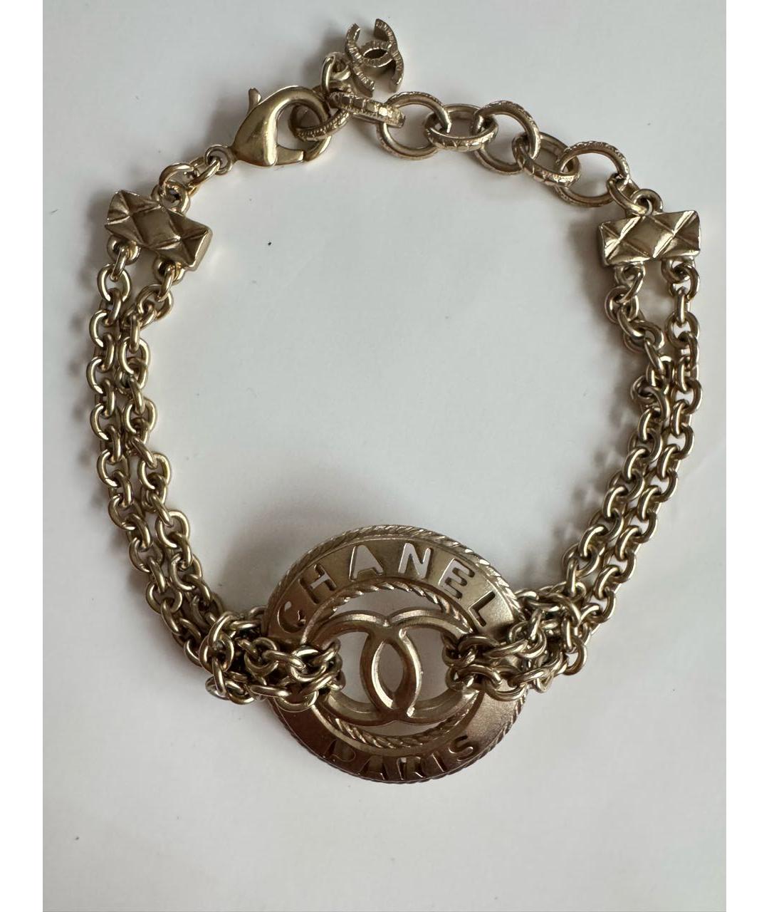 CHANEL Золотой металлический браслет, фото 6