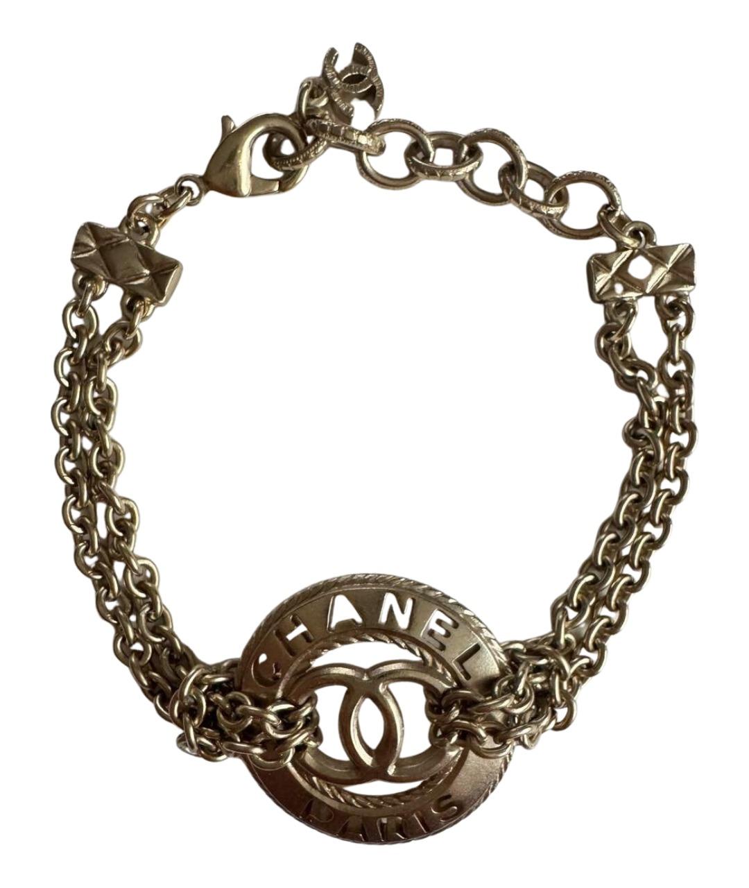 CHANEL Золотой металлический браслет, фото 1
