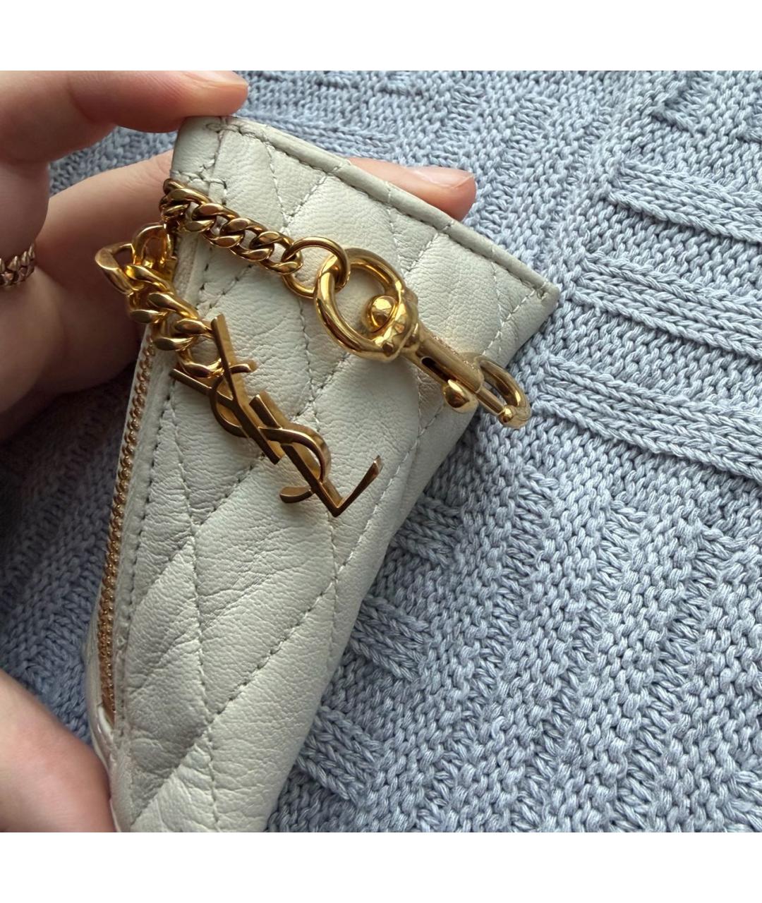 SAINT LAURENT Бежевая ключница, фото 8