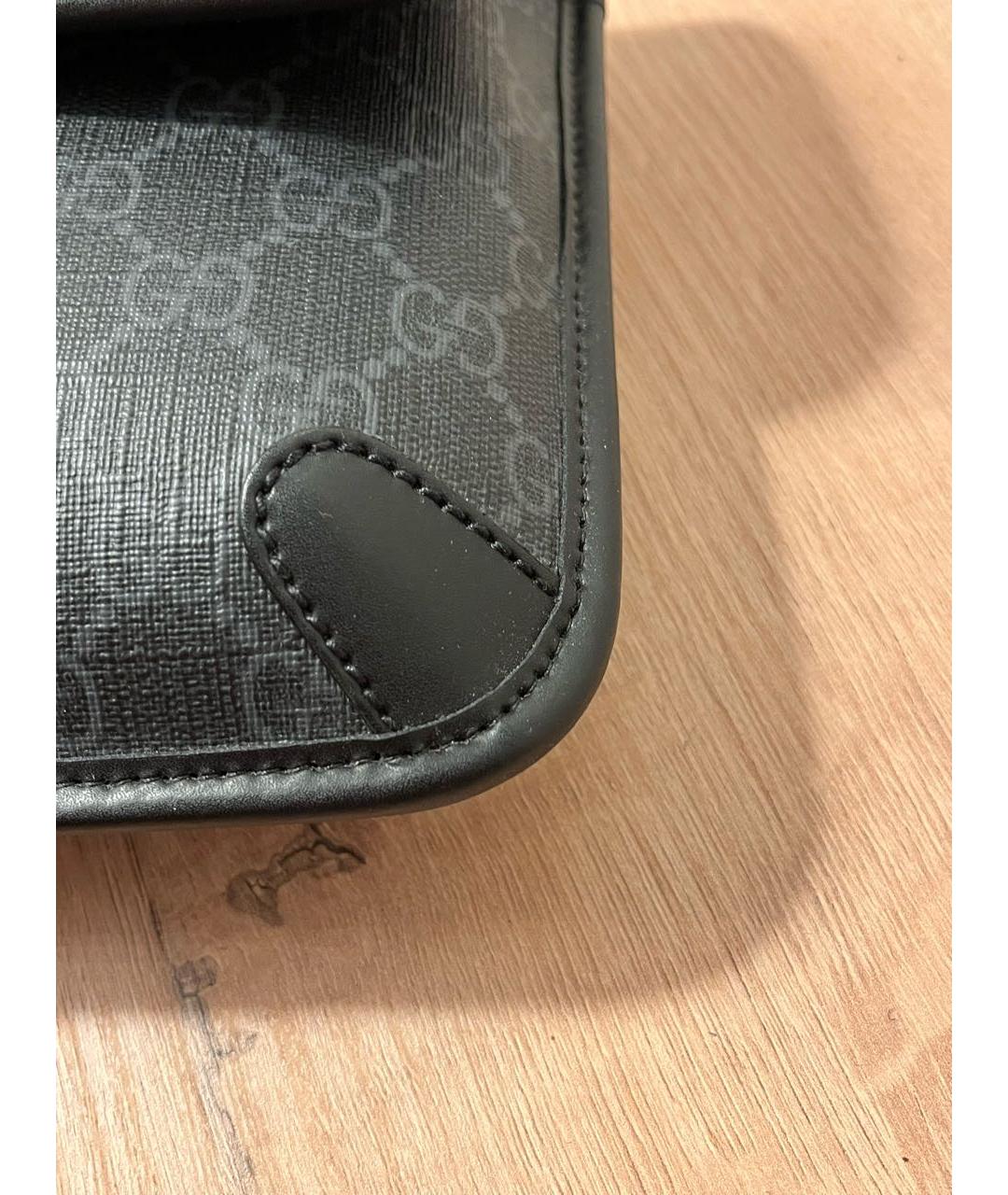 GUCCI Антрацитовая кожаная поясная сумка, фото 8