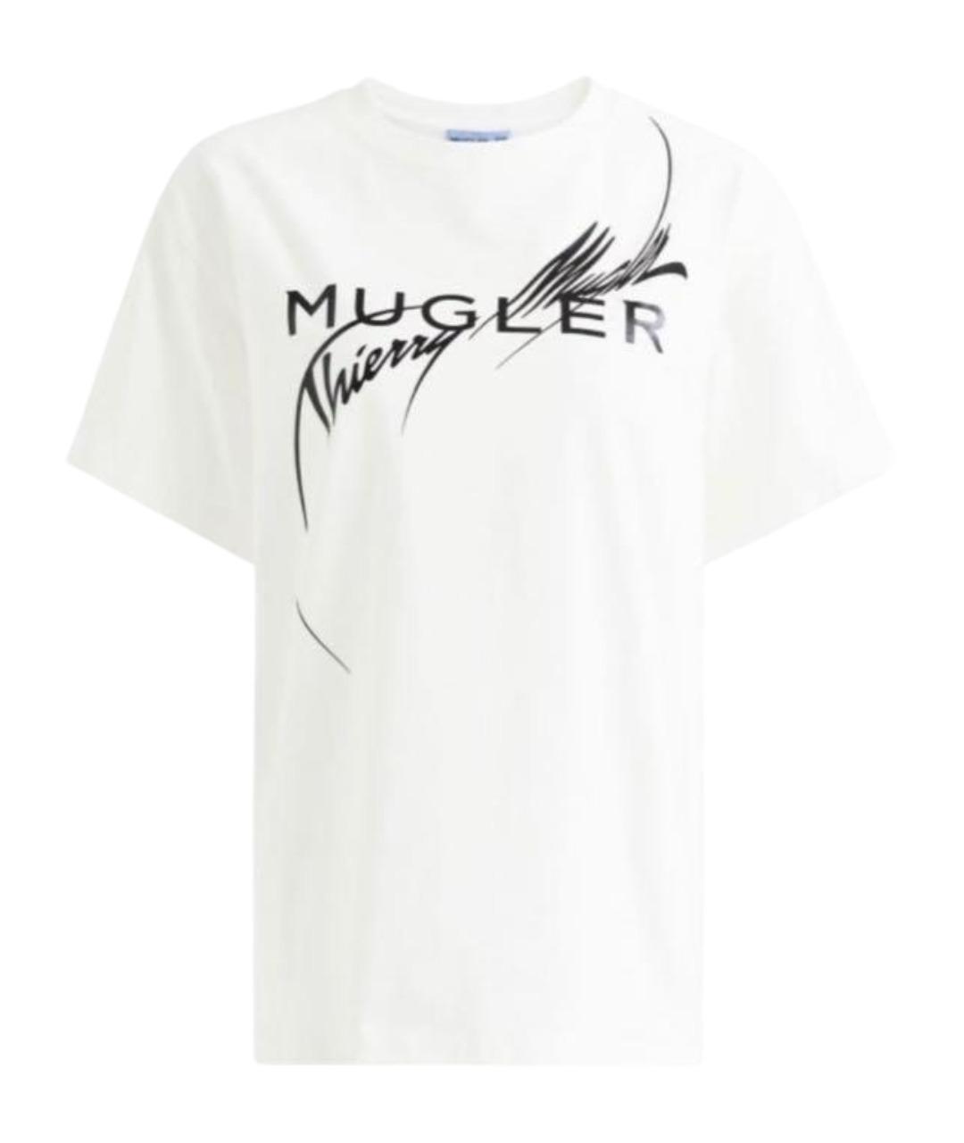 MUGLER Белая хлопковая футболка, фото 6
