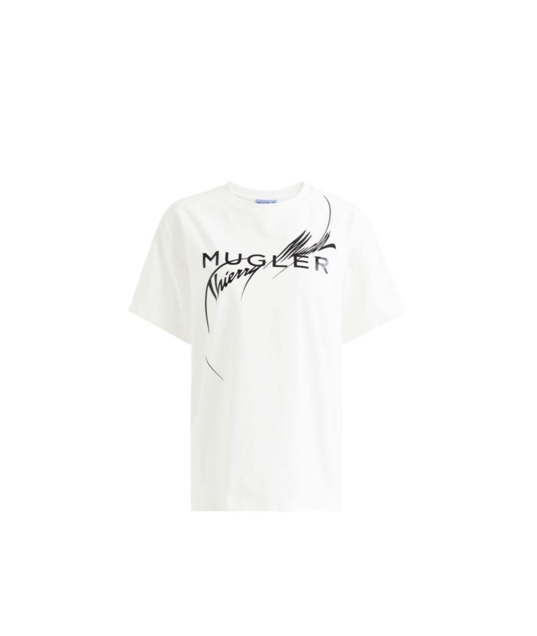 MUGLER Белая хлопковая футболка, фото 5
