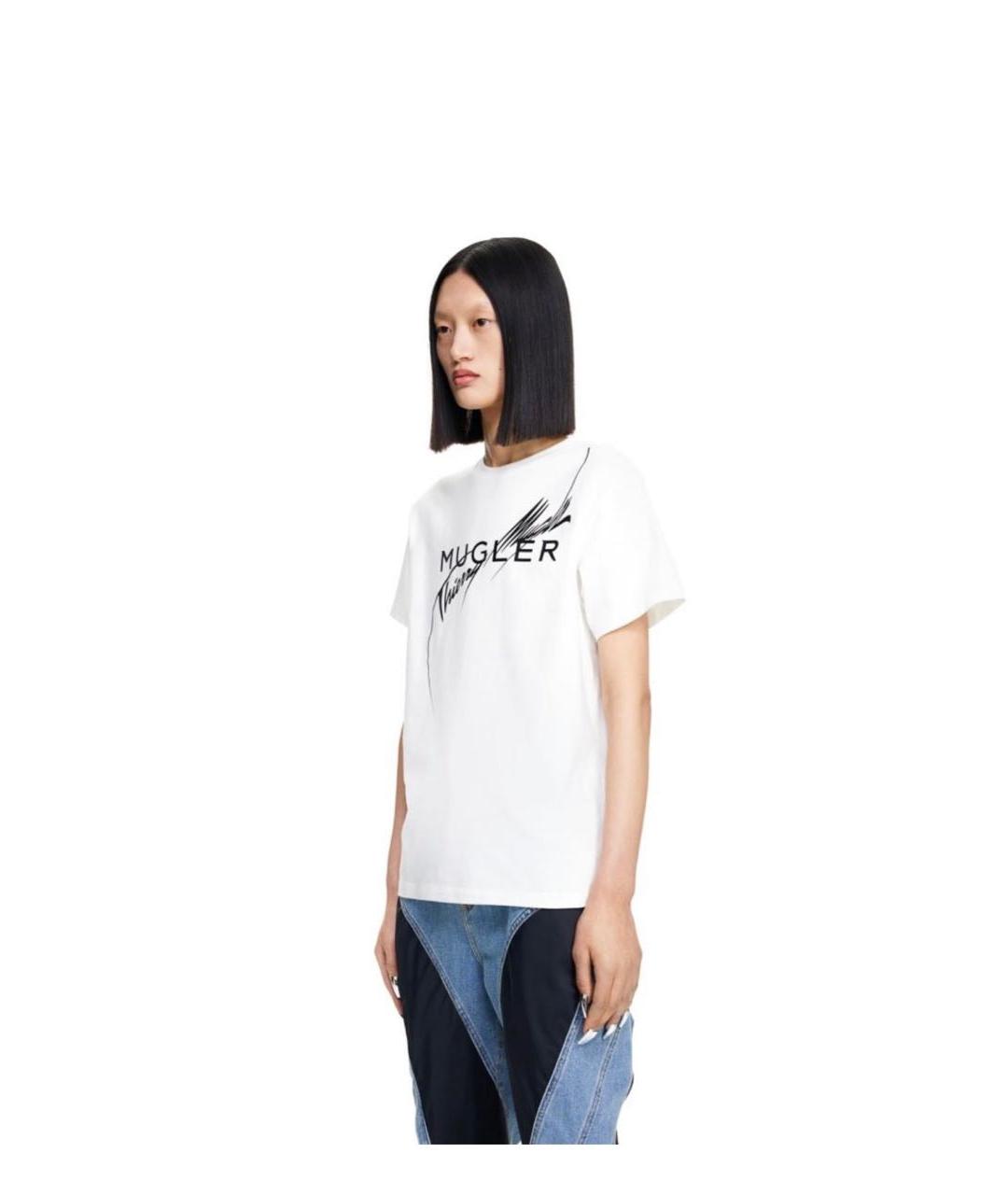 MUGLER Белая хлопковая футболка, фото 2