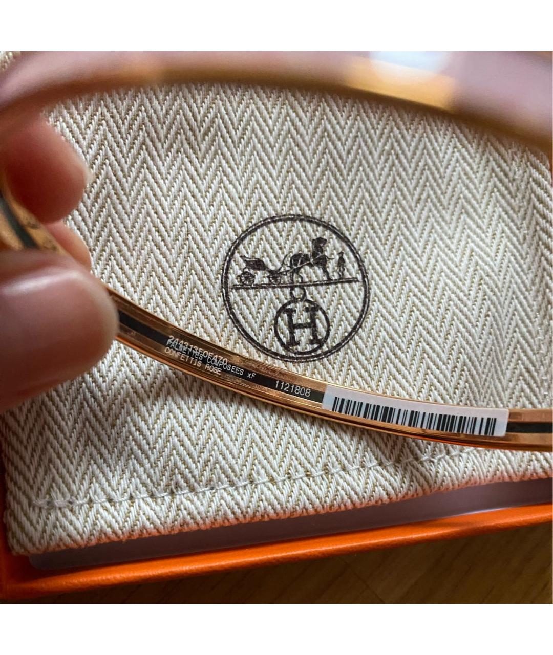 HERMES Розовый металлический браслет, фото 4