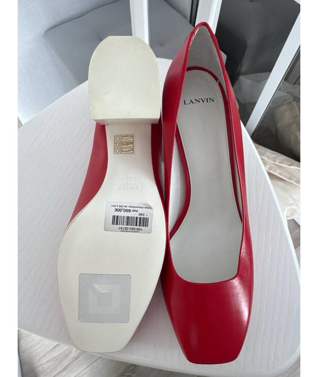 LANVIN Красные кожаные туфли, фото 3