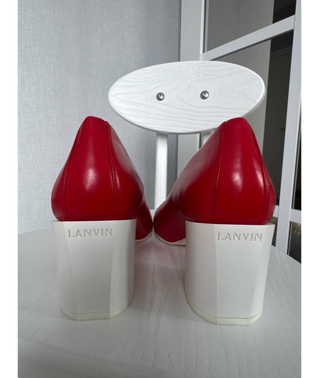 LANVIN Красные кожаные туфли, фото 4