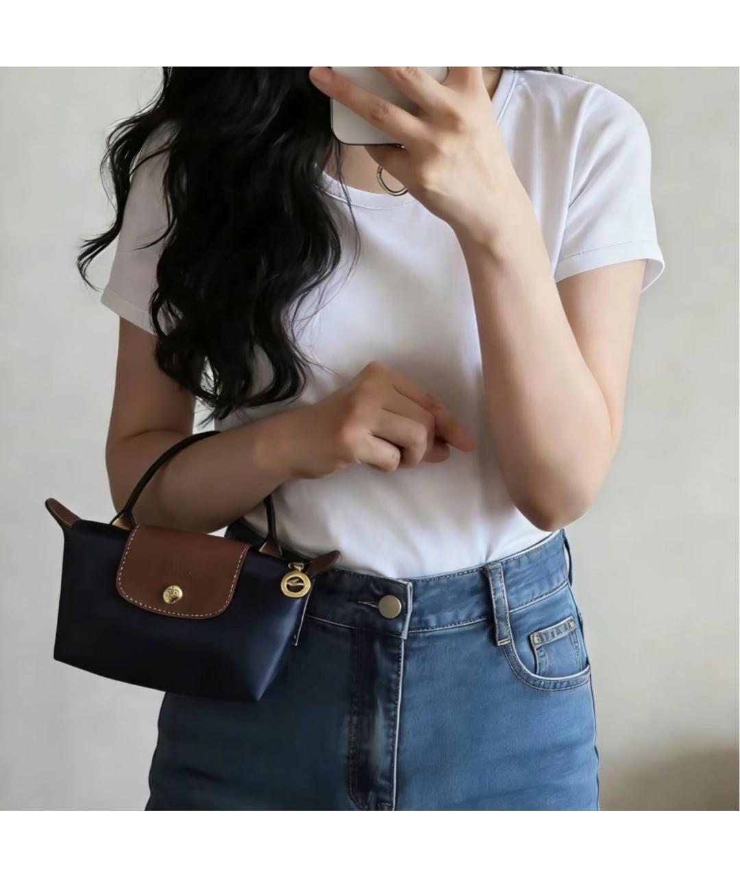 LONGCHAMP Темно-синяя сумка с короткими ручками, фото 8