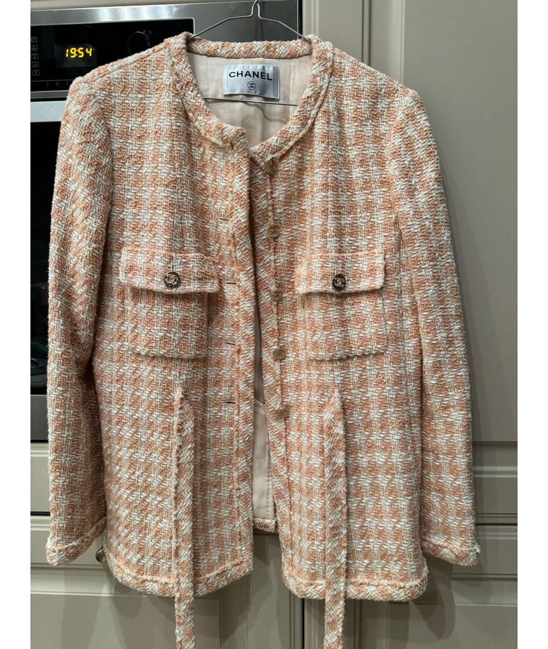CHANEL Коралловый твидовый жакет/пиджак, фото 4