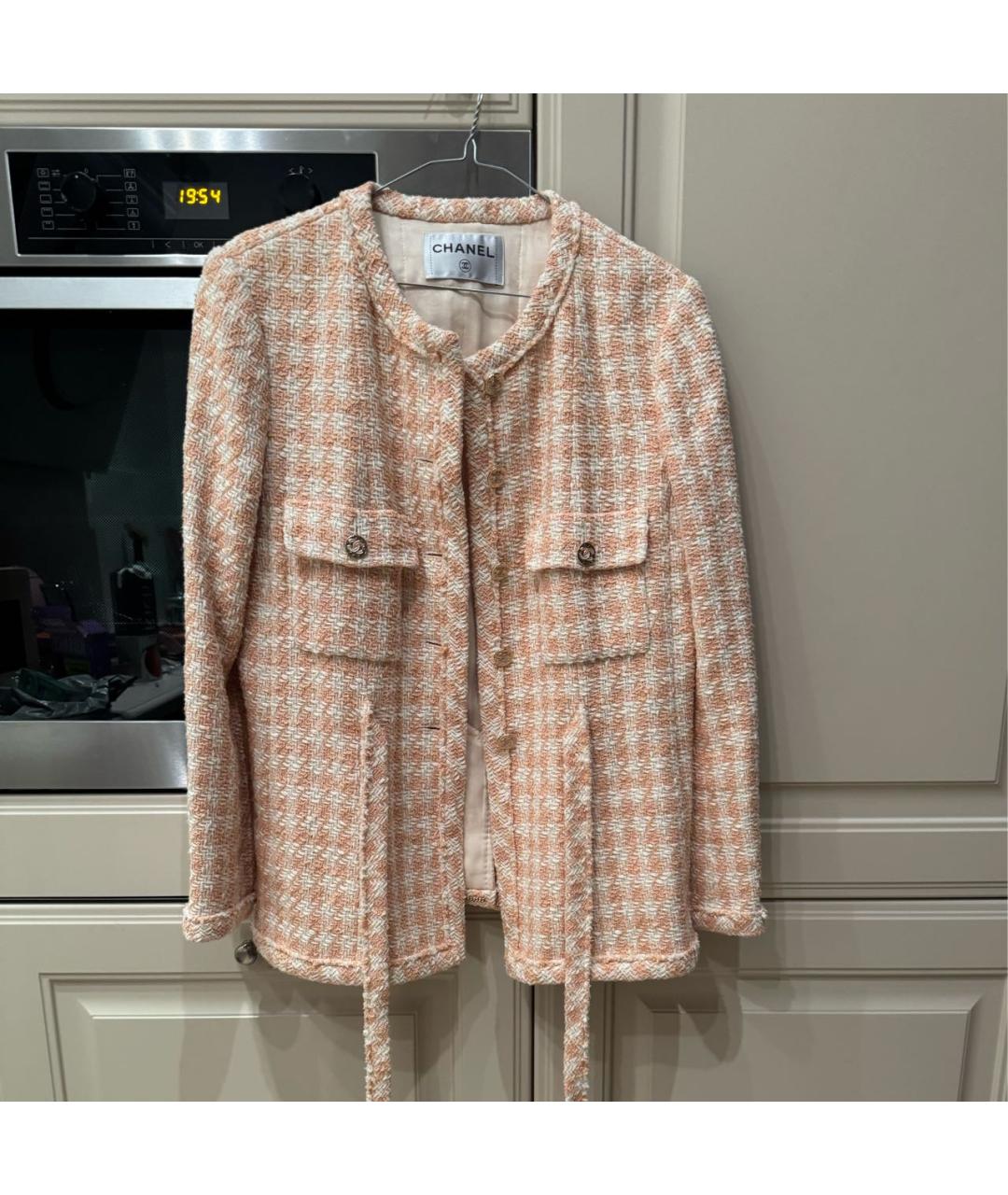CHANEL Коралловый твидовый жакет/пиджак, фото 2