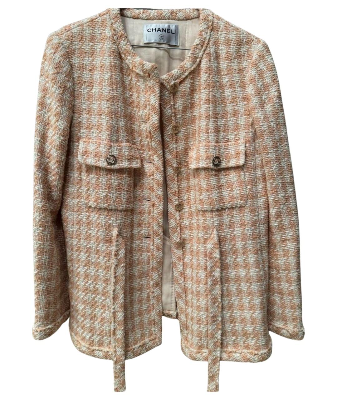 CHANEL Коралловый твидовый жакет/пиджак, фото 1