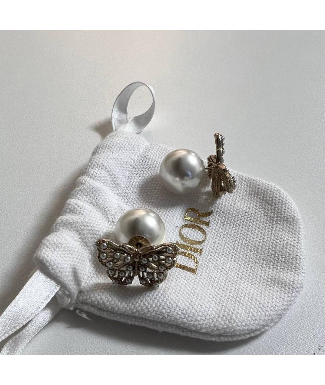 CHRISTIAN DIOR Золотые металлические серьги, фото 4