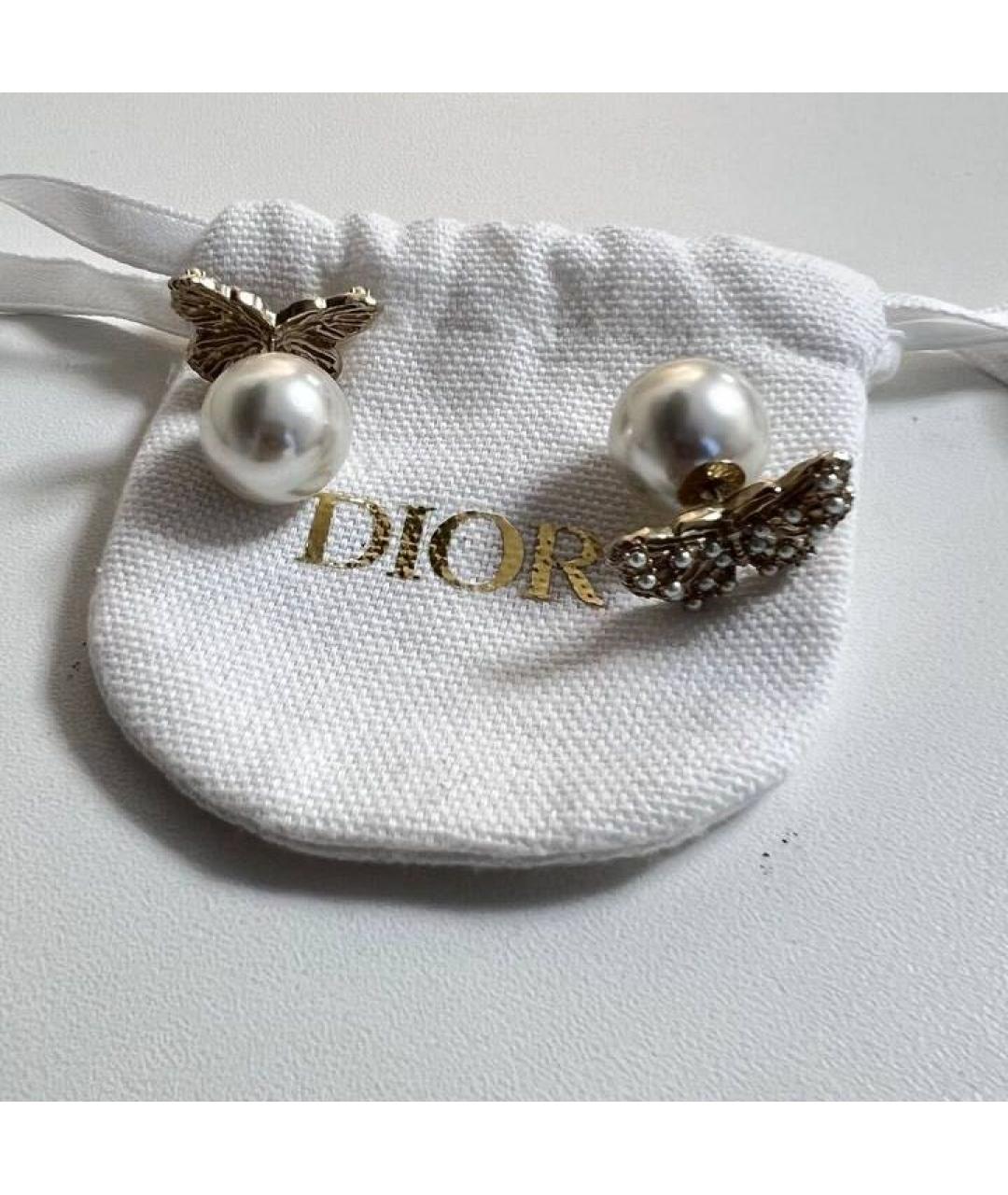 CHRISTIAN DIOR Золотые металлические серьги, фото 2