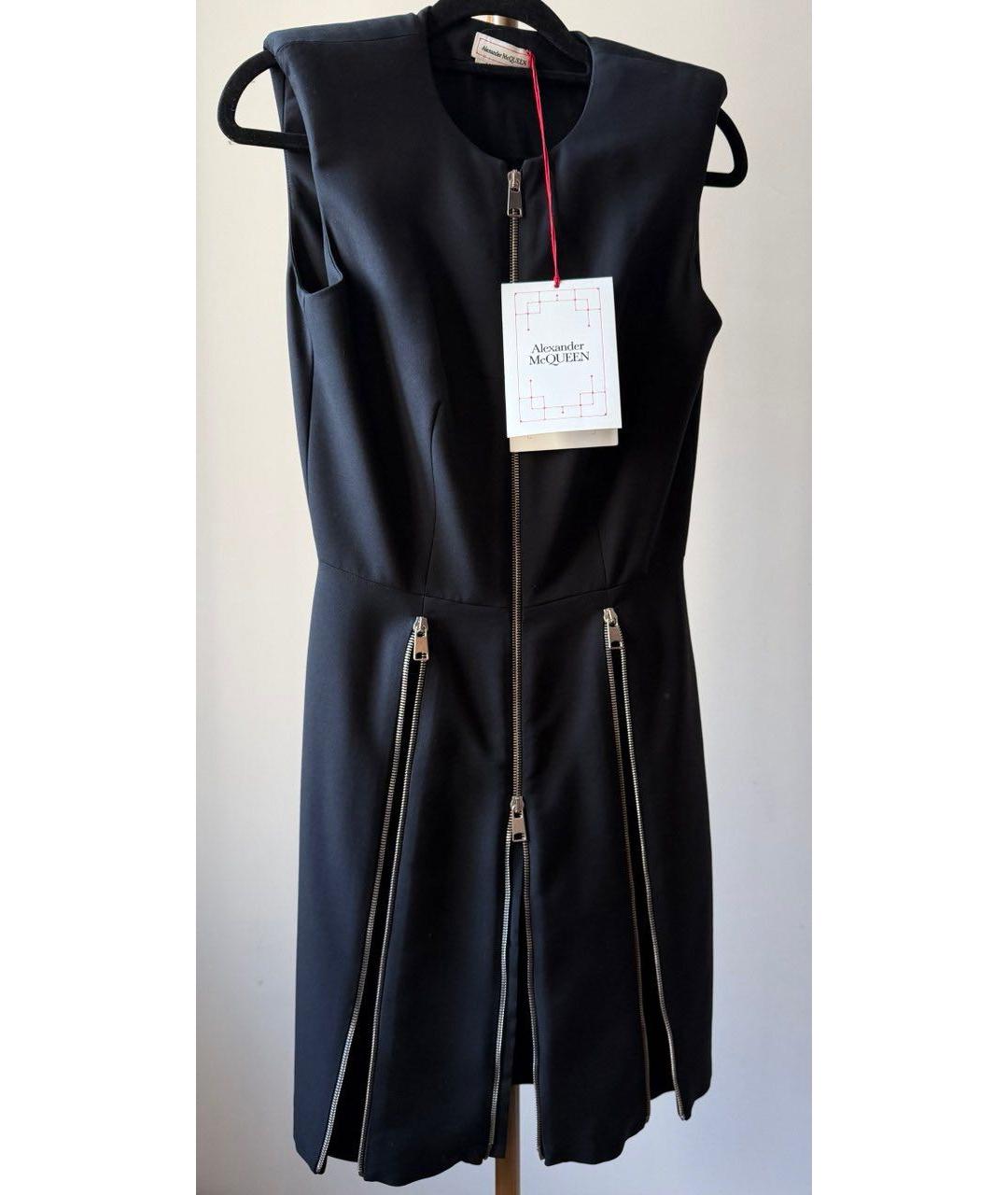 ALEXANDER MCQUEEN Черное шерстяное повседневное платье, фото 5