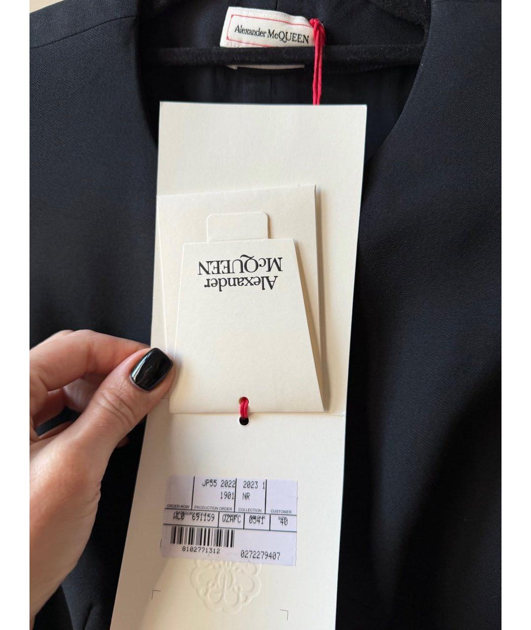 ALEXANDER MCQUEEN Черное шерстяное повседневное платье, фото 3