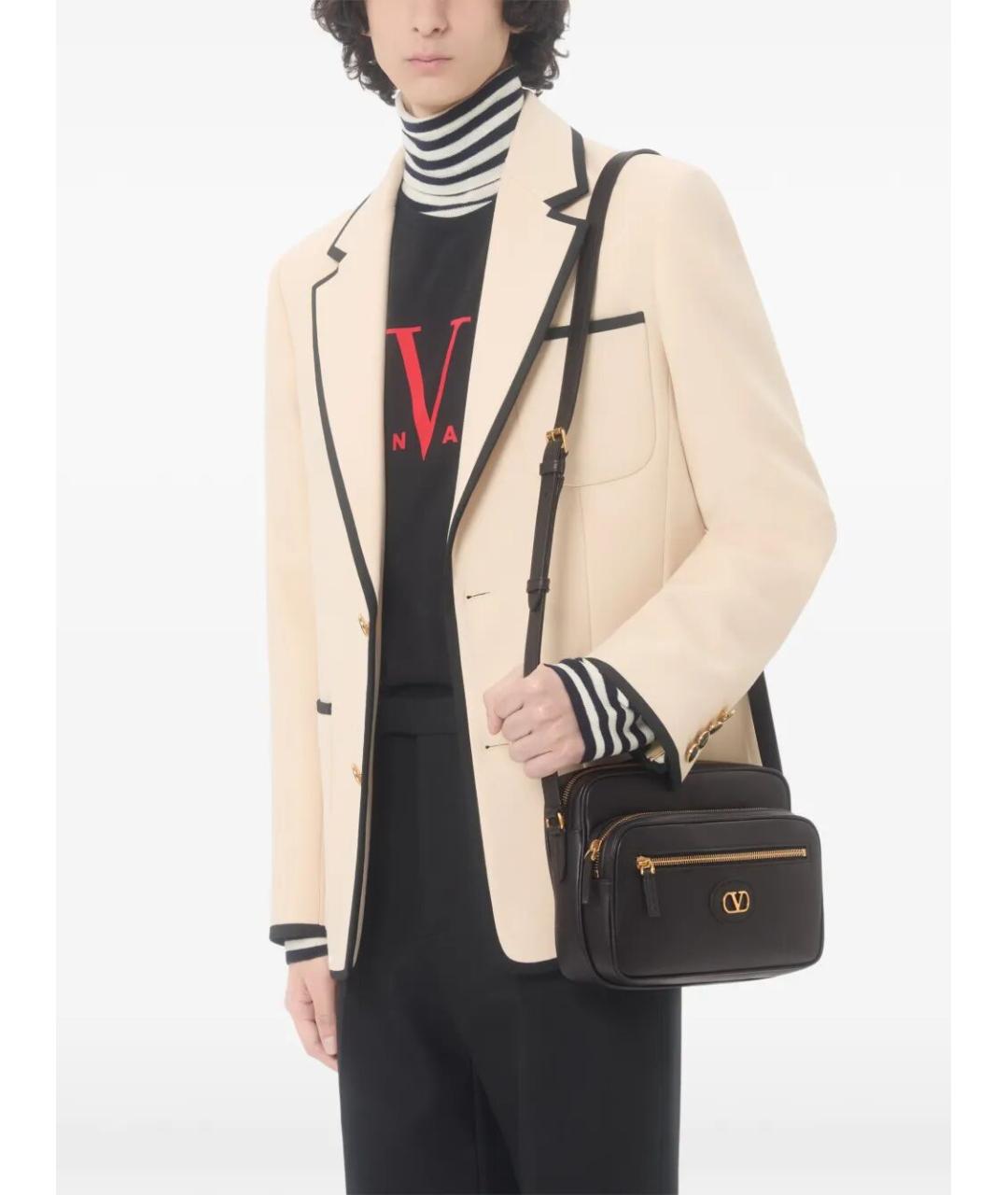 VALENTINO Черная кожаная сумка на плечо, фото 7