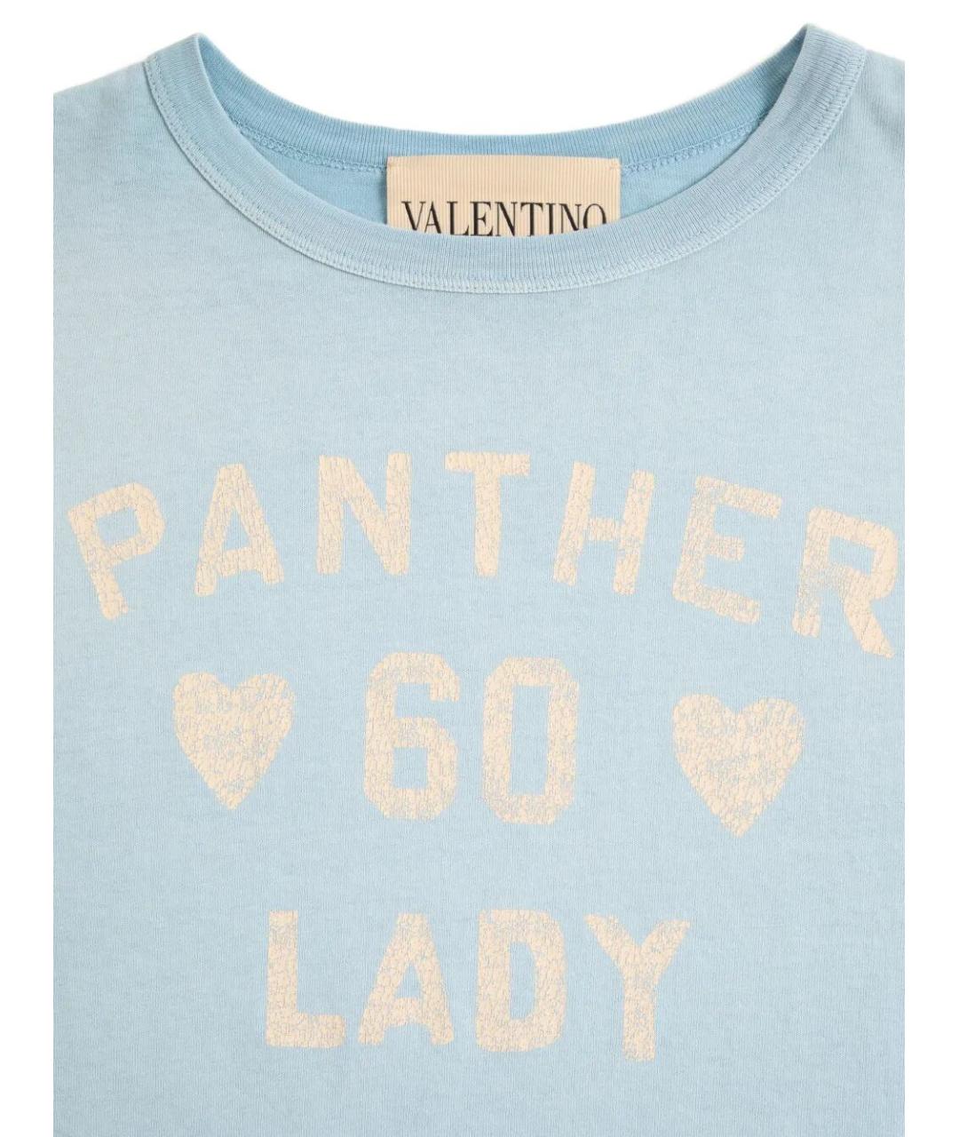 VALENTINO Голубая хлопковая футболка, фото 2