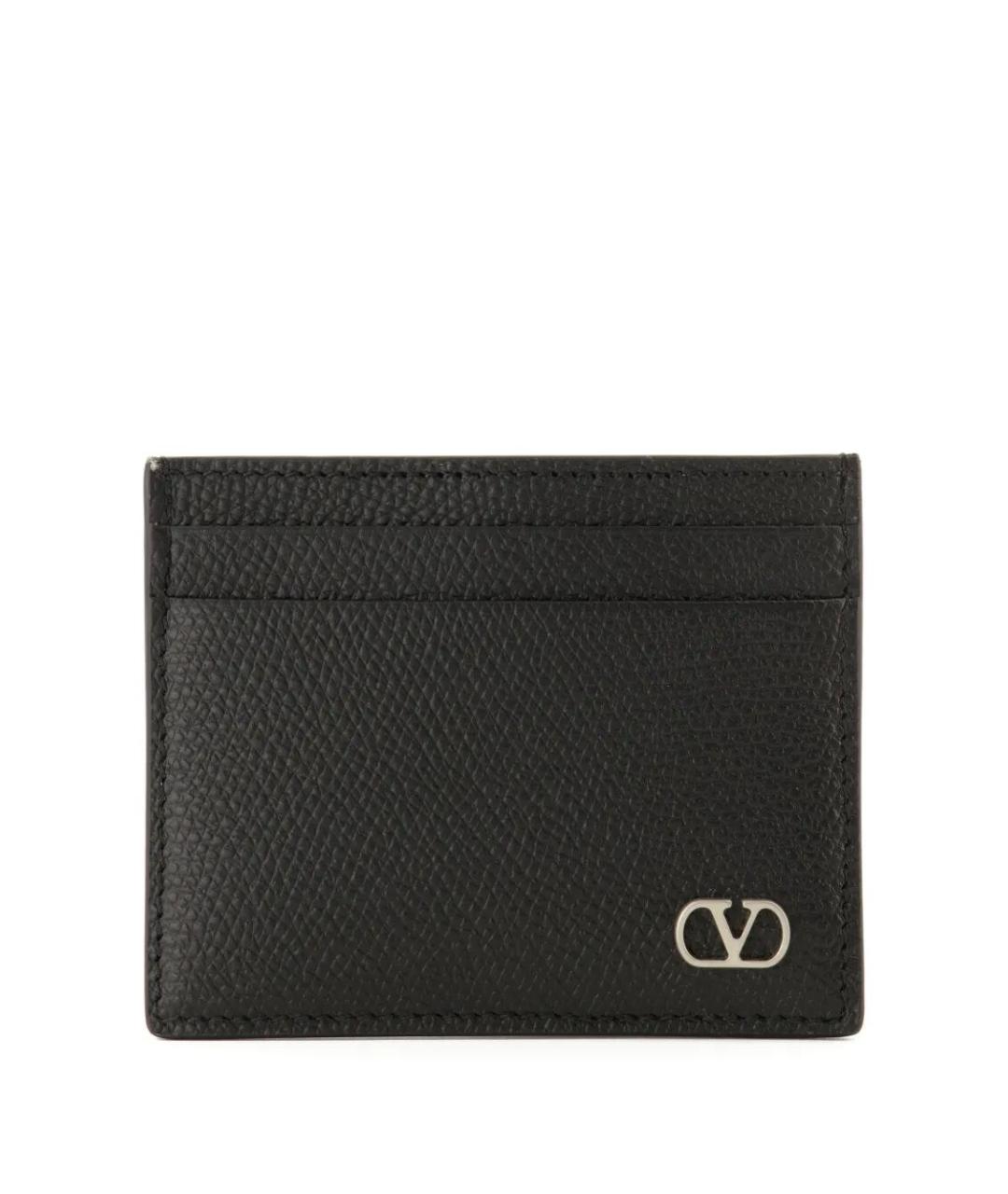 VALENTINO Черный кожаный кардхолдер, фото 1