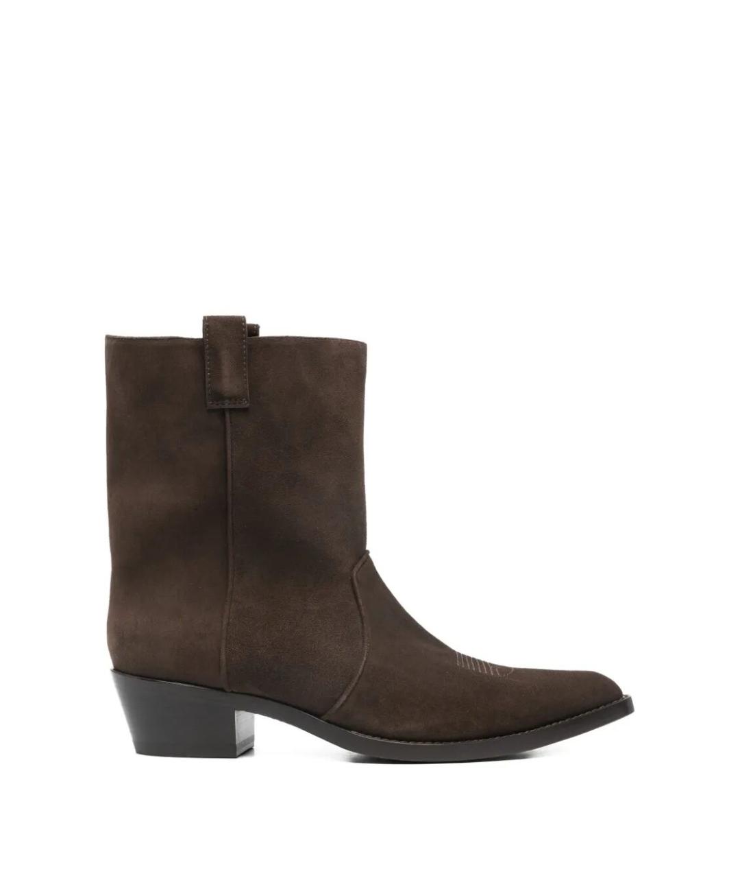 KHAITE Коричневые кожаные полусапоги, фото 1