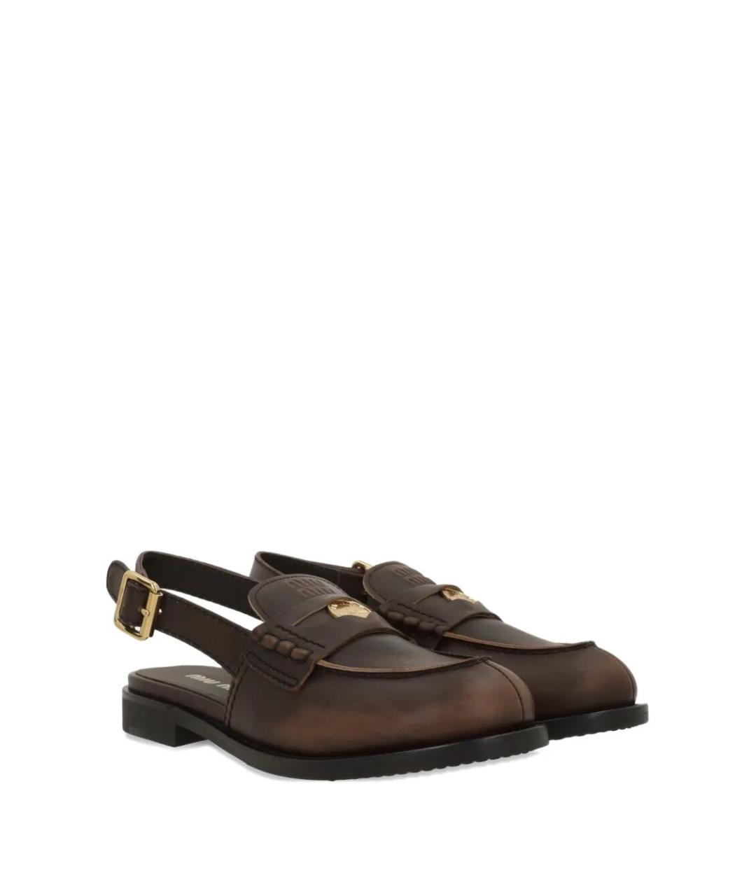 MIU MIU Коричневые кожаные лоферы, фото 2
