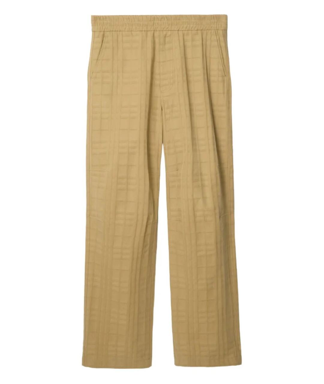 BURBERRY Бежевые хлопковые повседневные брюки, фото 1