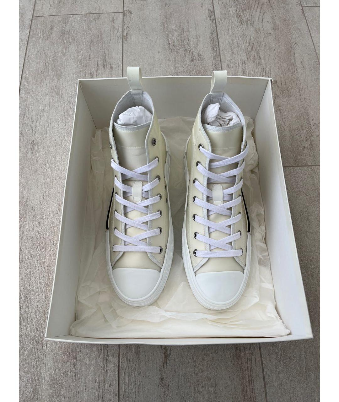 CHRISTIAN DIOR Бежевые текстильные высокие кроссовки / кеды, фото 2