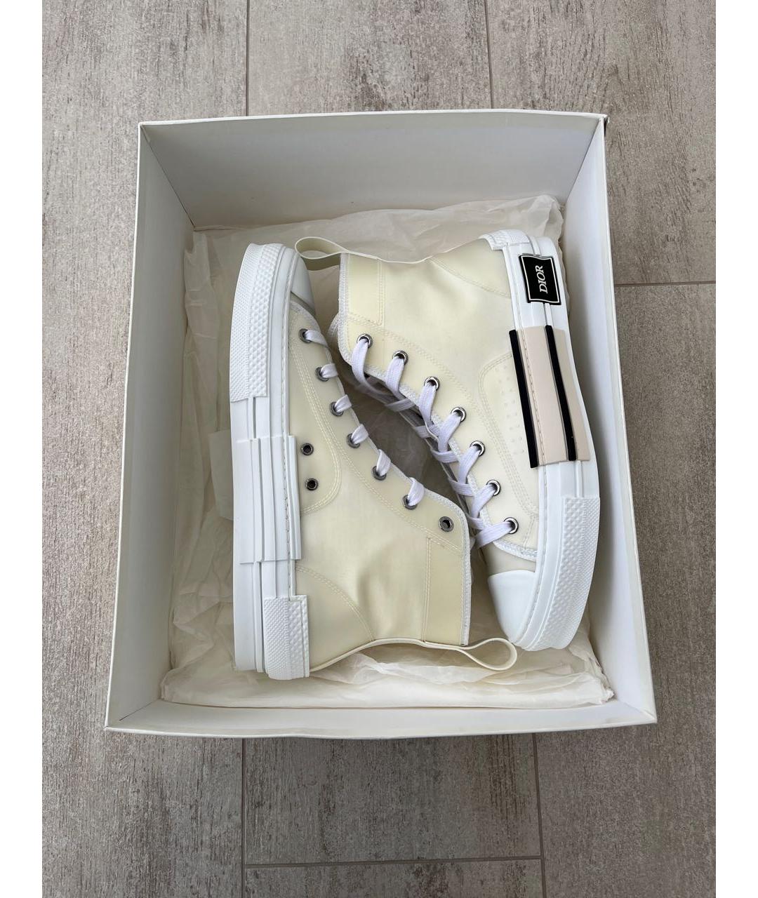 CHRISTIAN DIOR Бежевые текстильные высокие кроссовки / кеды, фото 4