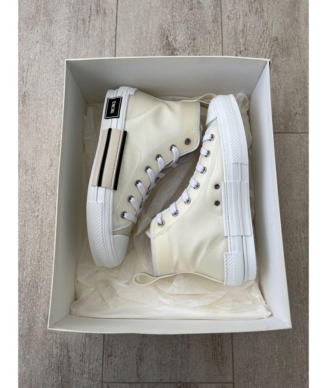 CHRISTIAN DIOR Бежевые текстильные высокие кроссовки / кеды, фото 3