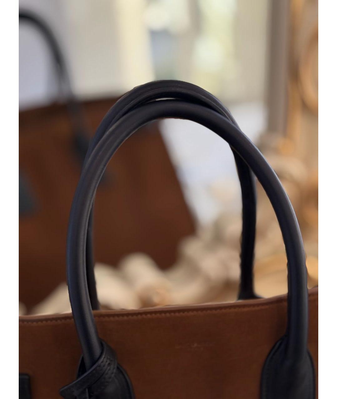 SAINT LAURENT Коричневая замшевая сумка тоут, фото 7