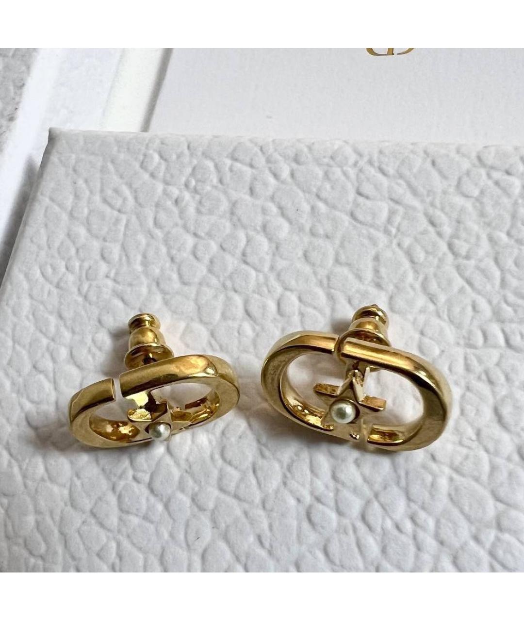 CHRISTIAN DIOR Золотые металлические серьги, фото 3