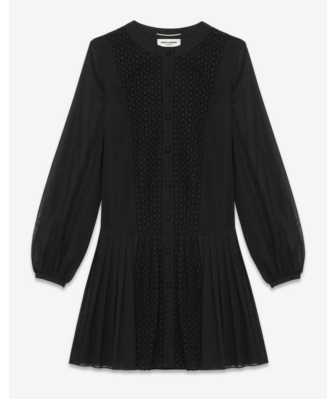 SAINT LAURENT Черное хлопковое коктейльное платье, фото 6