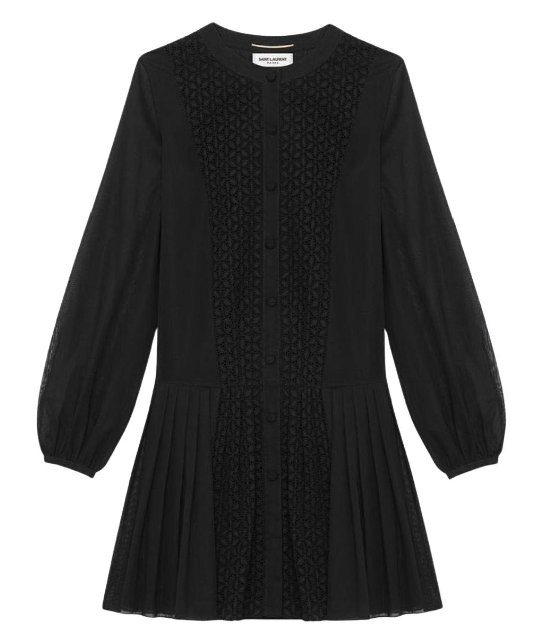 SAINT LAURENT Черное хлопковое коктейльное платье, фото 1