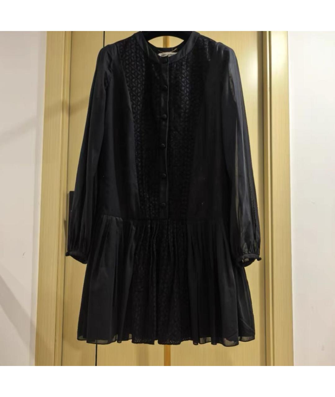 SAINT LAURENT Черное хлопковое коктейльное платье, фото 2