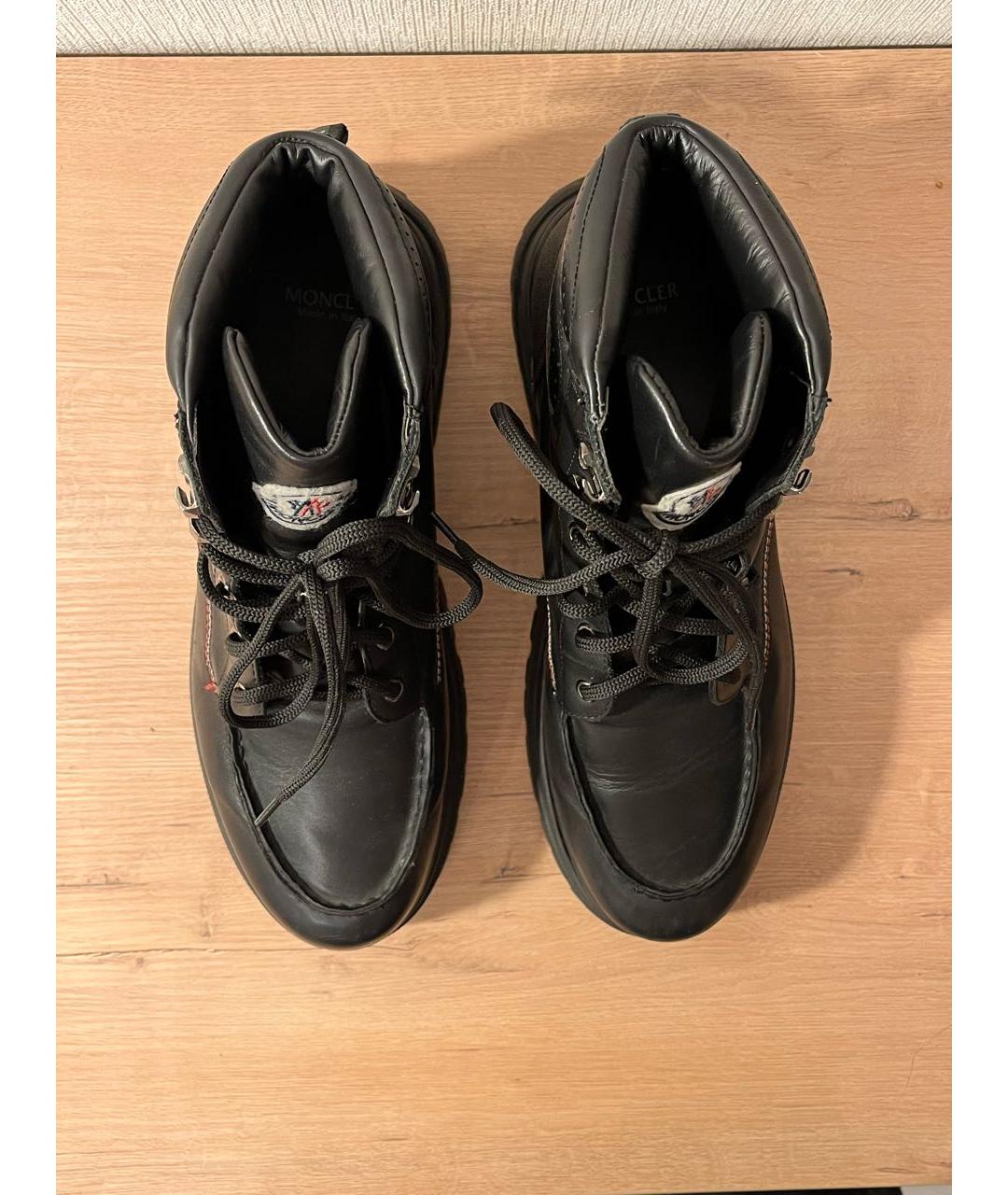 MONCLER Черные кожаные высокие ботинки, фото 7