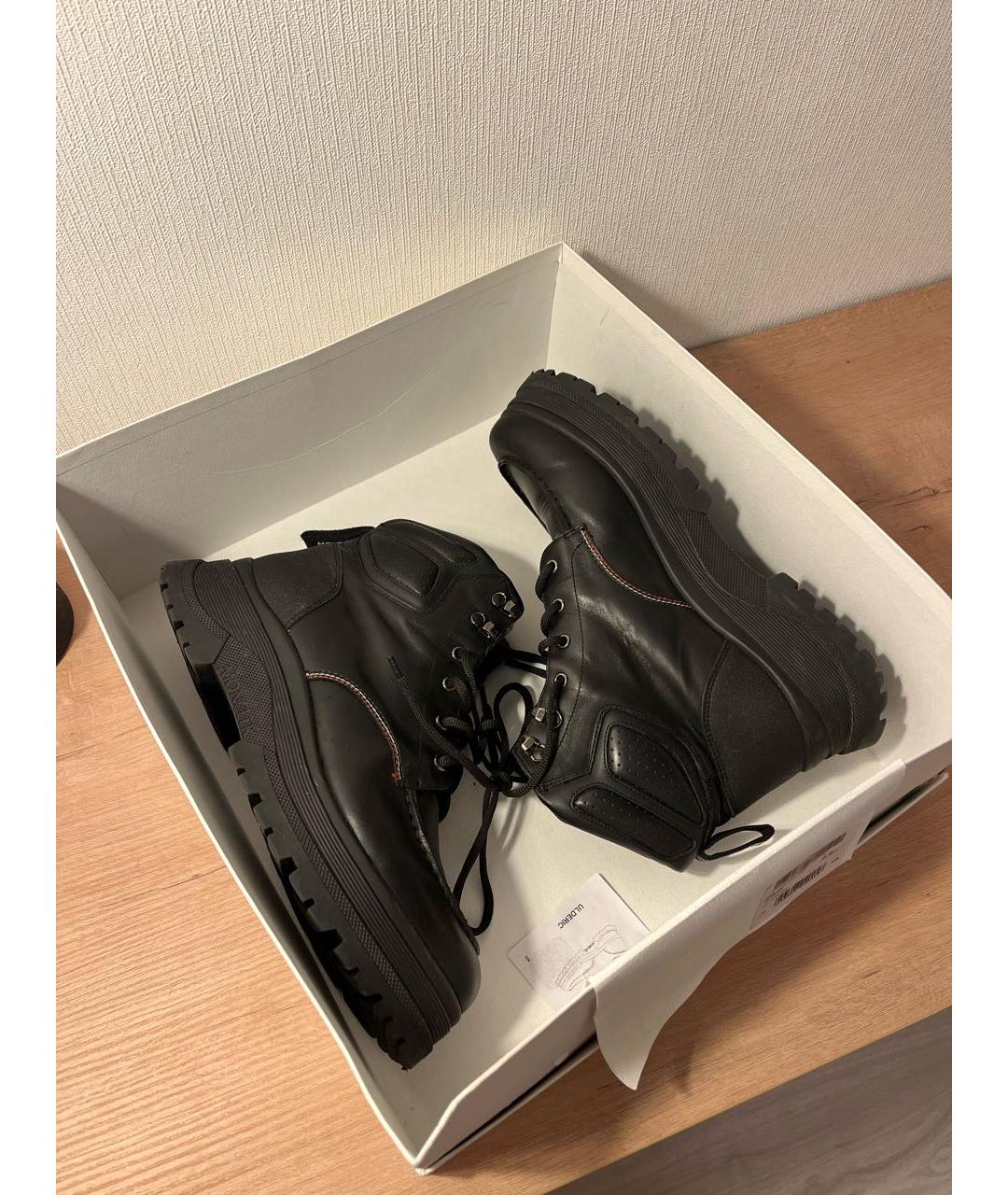 MONCLER Черные кожаные высокие ботинки, фото 2