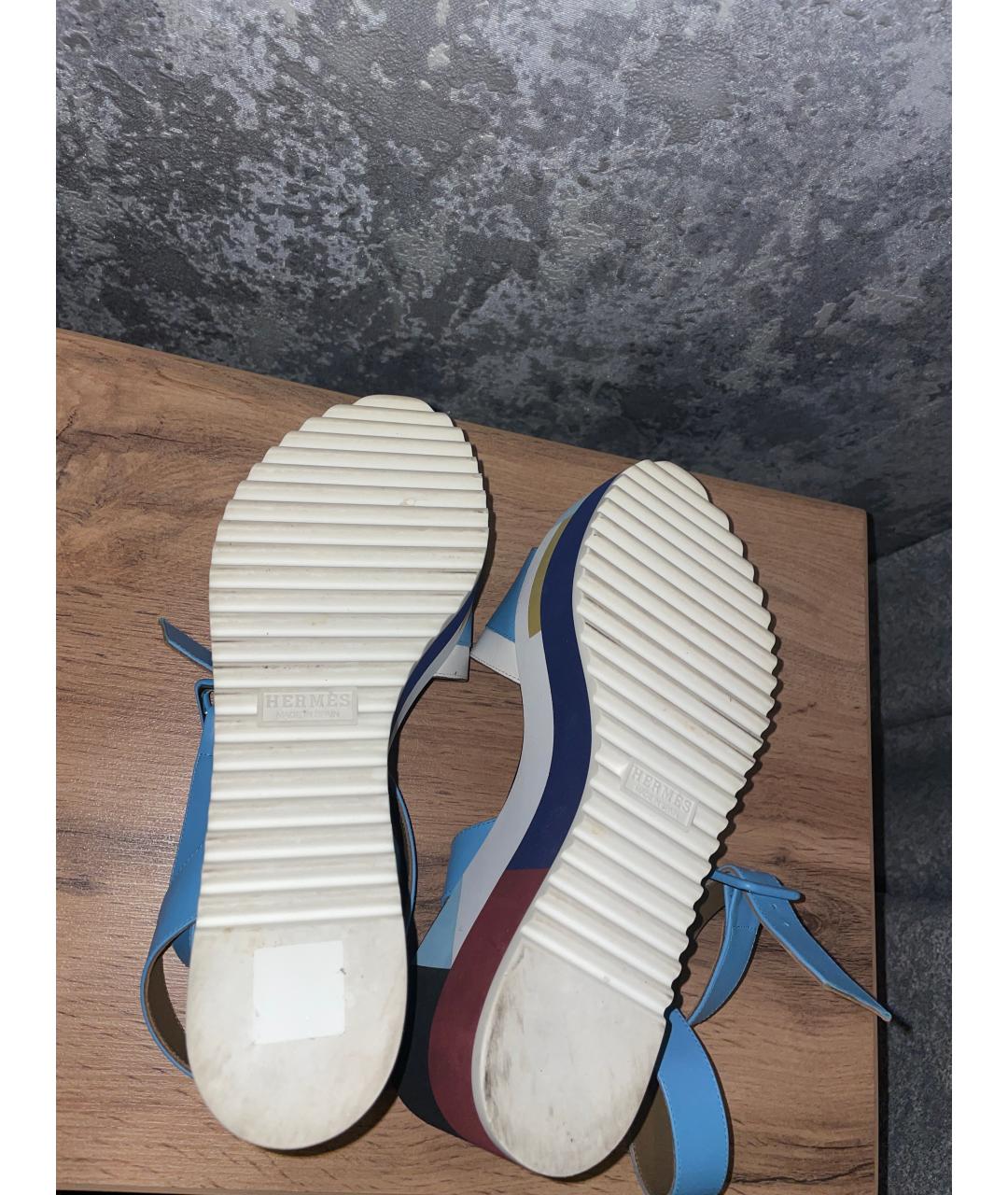 HERMES Мульти кожаные босоножки, фото 5